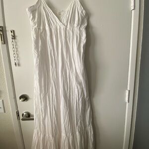 J. Crew White V-Neck Cotton Maxi Dress